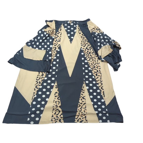 NWT Lily by Firmiana Beige Cheetah Polka Dot Polyester Blend Blouse Womens 3XL - Picture 2 of 4